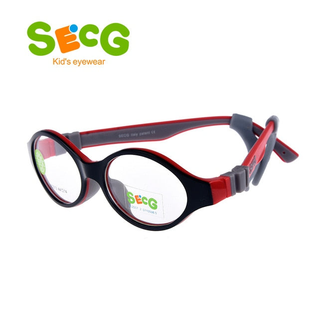 SECG Cute Round Optical Glasses Frame Soft Flexible Silicone Kids Glasses Transparent Children Frame Eyeglasses Spectacles